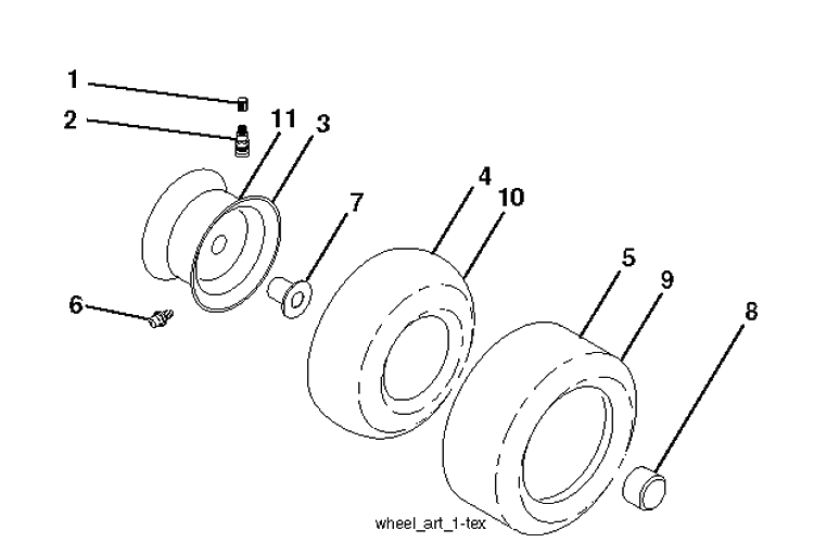 Wheels And Tires Diagram and Parts List for YTH21K46 (96048000900)(2010-12) Husqvarna Lawn Tractor