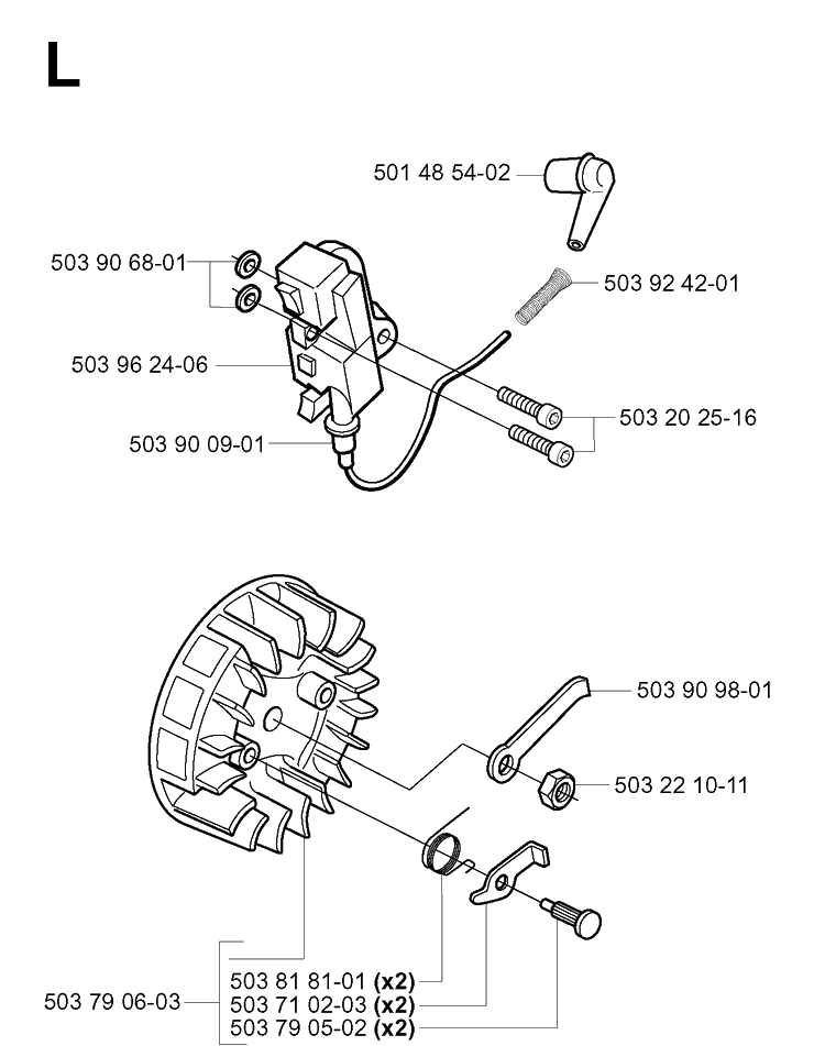 Ignition System Diagram and Parts List for 335XPT 20011800001-Current Husqvarna Chainsaw