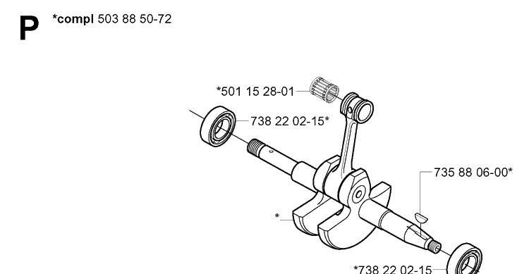 Crankshaft Diagram and Parts List for 265RX  Husqvarna Brush Cutter