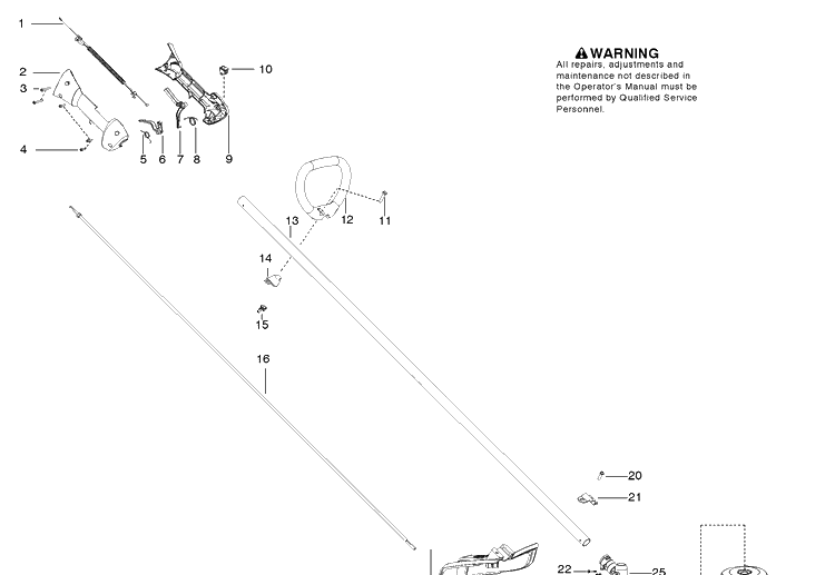 Shaft / Gearbox / Handles Diagram and Parts List for 125L 2008-01 Husqvarna Trimmer