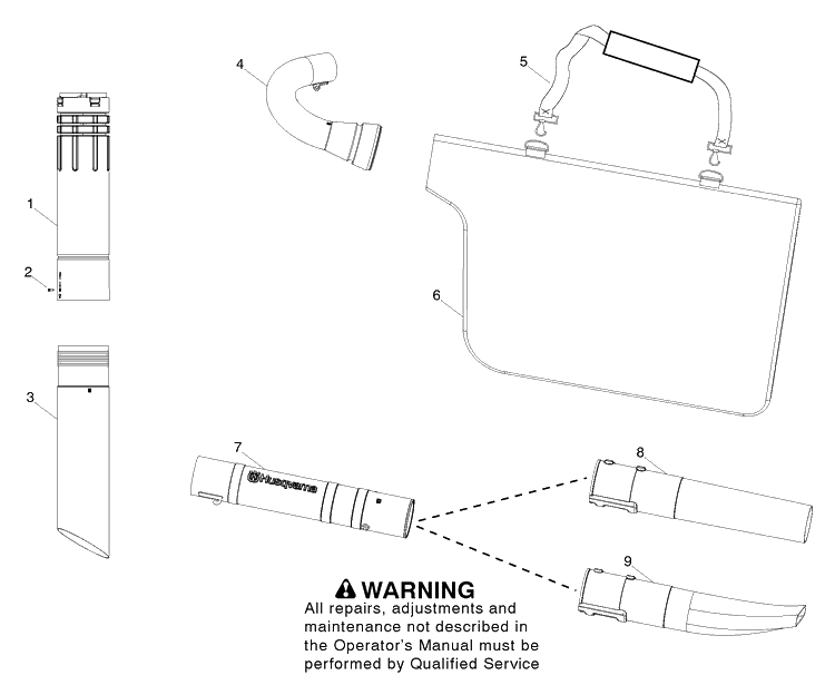 Tube Diagram and Parts List for 125BVX 2010-01 Husqvarna Leaf Blower / Vacuum