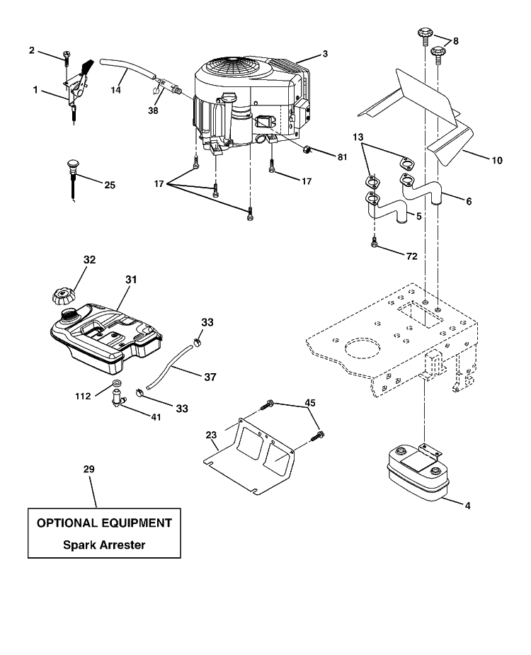 Engine Diagram and Parts List for YTH2148-LO21H48C (954572035)(2005-01) Husqvarna Lawn Tractor