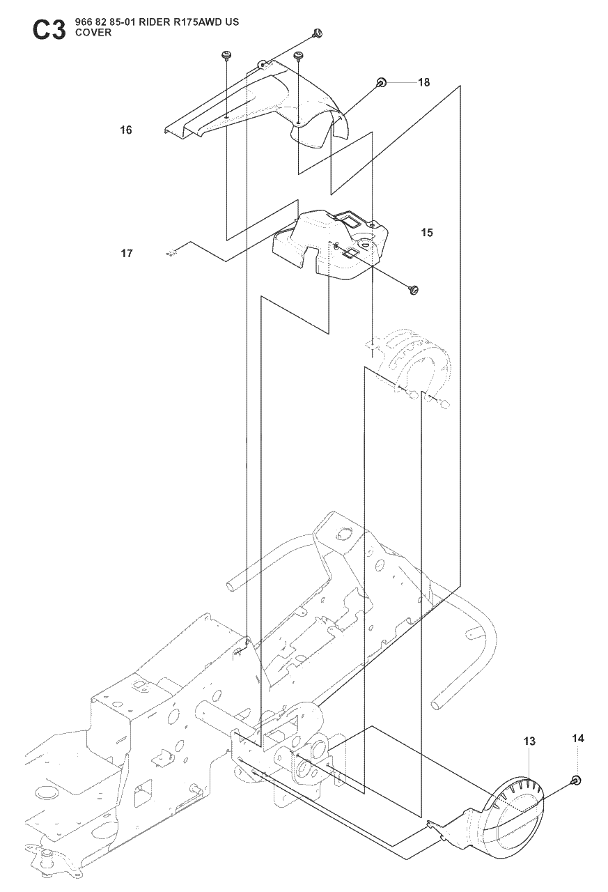 Cover 3 Diagram and Parts List for R175 (966828501)(2008-05) Husqvarna Lawn Tractor