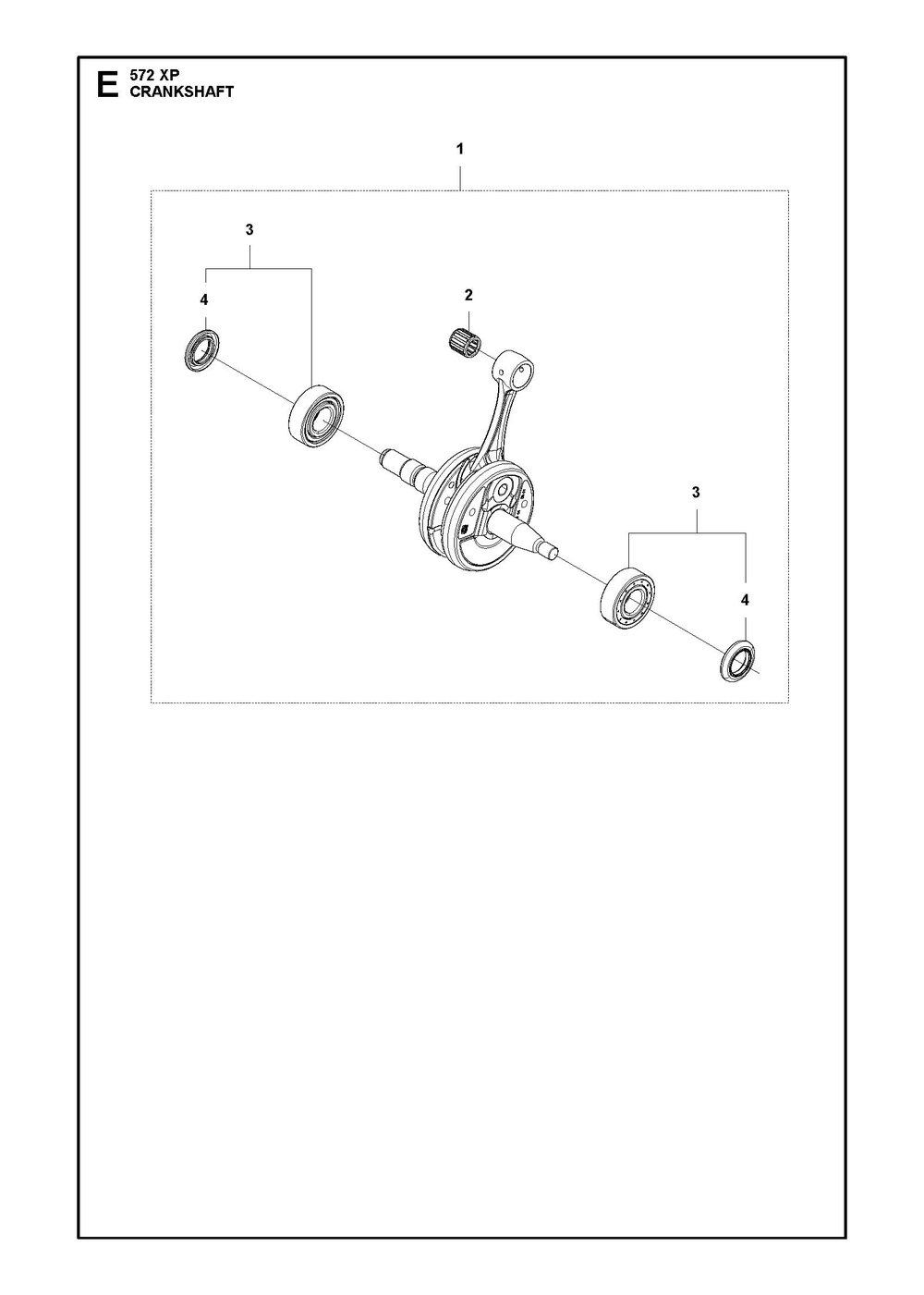 Crankshaft Diagram and Parts List for 572XP-572XPG 572 XP W-572 XP GW Husqvarna Chainsaw
