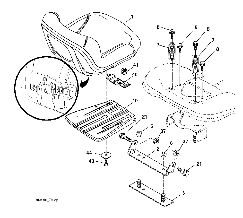 Seat Diagram and Parts List for YTH150TWIN (96041002203)(2009-01) Husqvarna Lawn Tractor