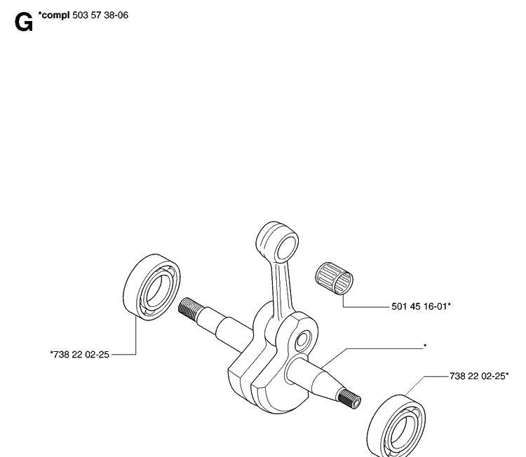 Crankshaft Diagram and Parts List for 55 20070500001-Current Husqvarna Chainsaw