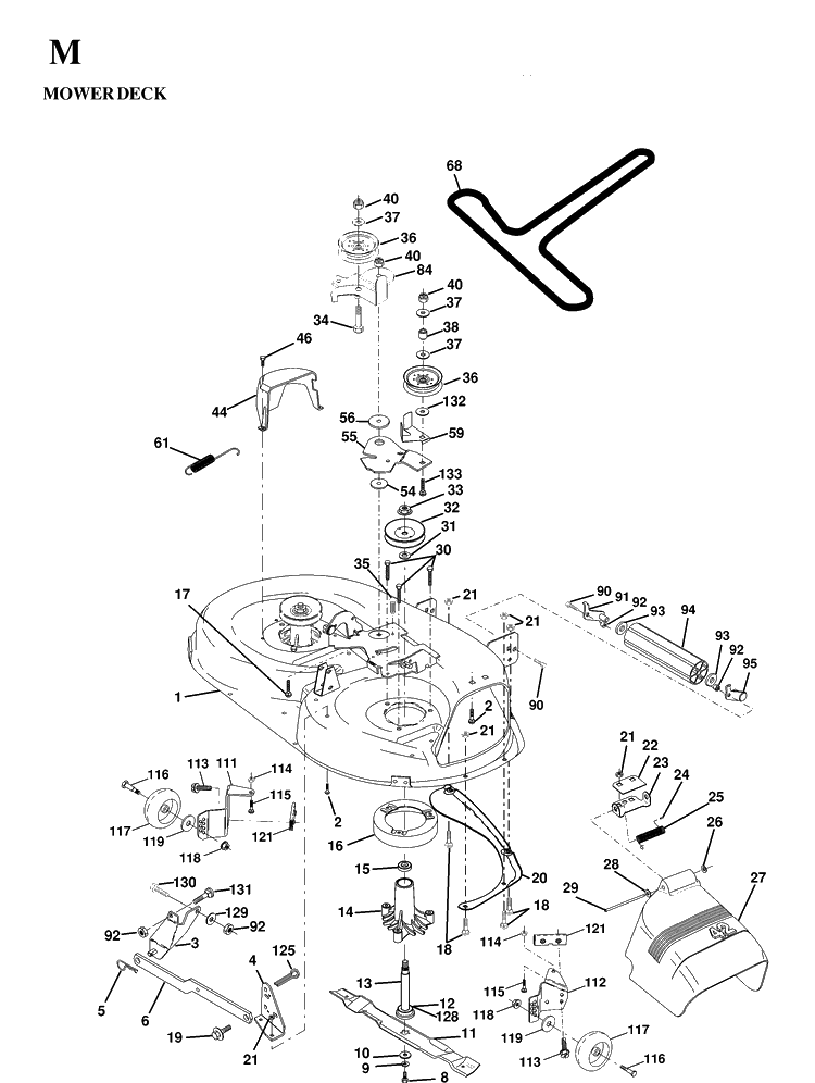 Mower Deck / Cutting Deck Diagram and Parts List for YTH160 (HEYTH160C)(1997-02) Husqvarna Lawn Tractor