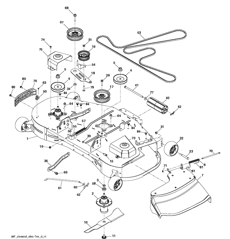 Mower Deck / Cutting Deck Diagram and Parts List for TS248TD (96043032500)(2020-08) Husqvarna Lawn Tractor