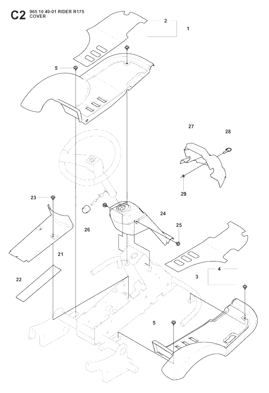 Cover 3 Diagram and Parts List for R175 (965104901)(2008-06) Husqvarna Lawn Tractor