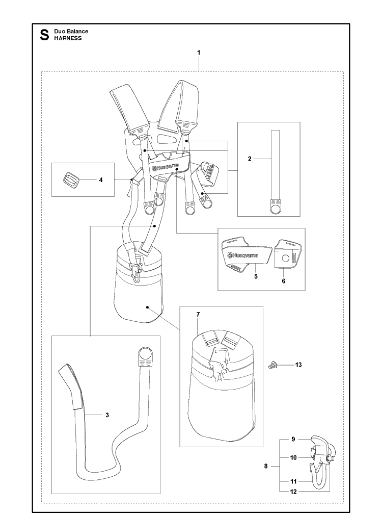 Harness Diagram and Parts List for 525LS 2013-03 Husqvarna Brush Cutter