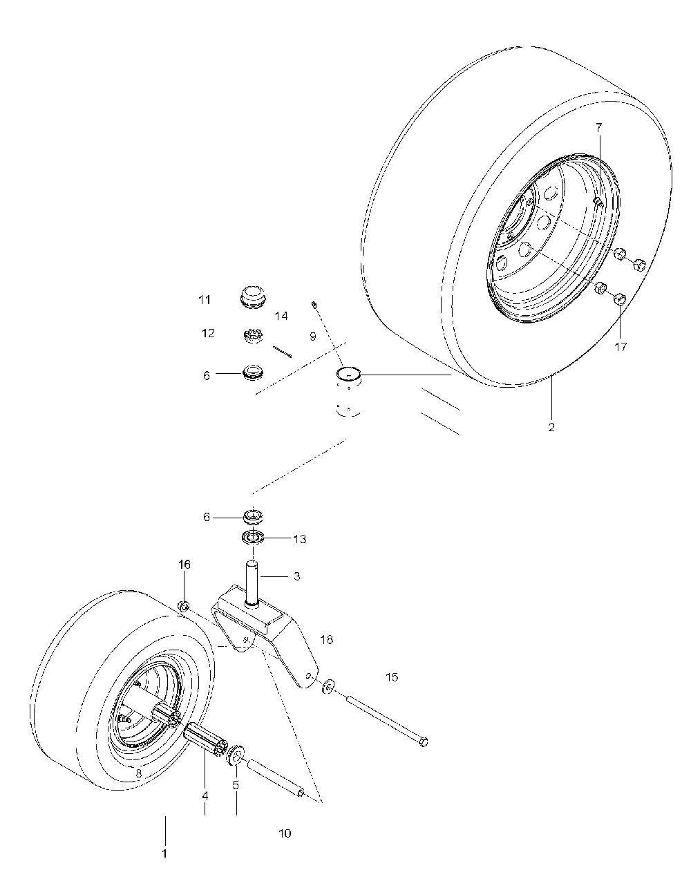 Wheels And Tires Diagram and Parts List for MZ28ZTBF966582501-00 2010-02 Husqvarna Lawn Tractor