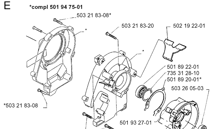 Crankcase Diagram and Parts List for 16H 1990-02 Husqvarna Hedge Trimmer