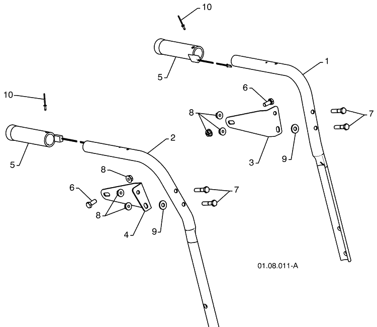 Handles-B 1 Diagram and Parts List for 15530SBLS (96193003801)(2009-06) Husqvarna Snow Blower