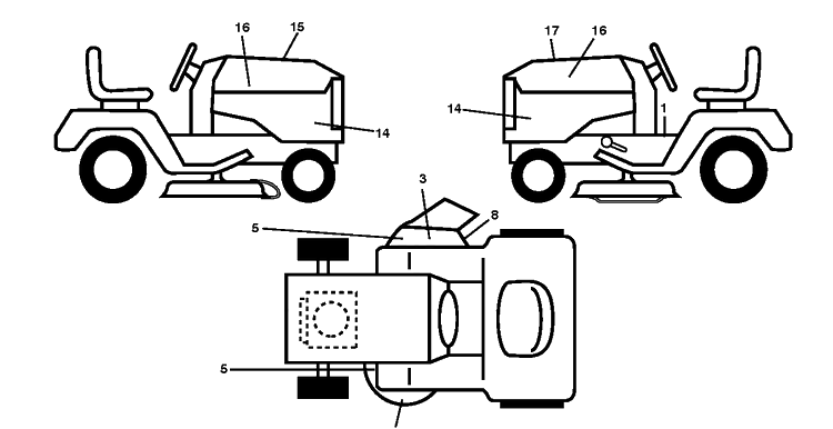 Decals Diagram and Parts List for LGT48DXL (96043026000)(2017-09) Husqvarna Lawn Tractor