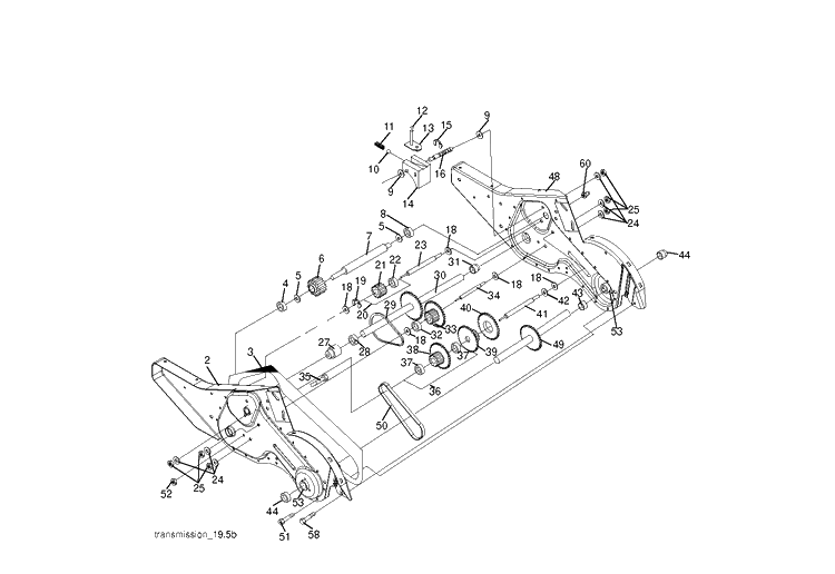 Transmission Diagram and Parts List for TR430 (96091001600)(2010-01) Husqvarna Cultivator