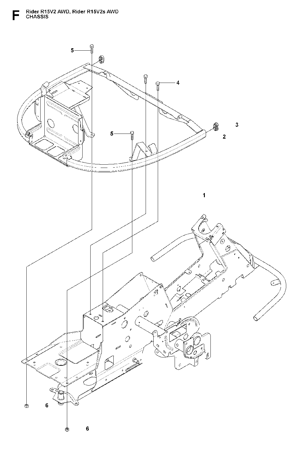 Chassis Lower Diagram and Parts List for RIDER15V2SAWD (965200901)(2009-04) Husqvarna Lawn Tractor