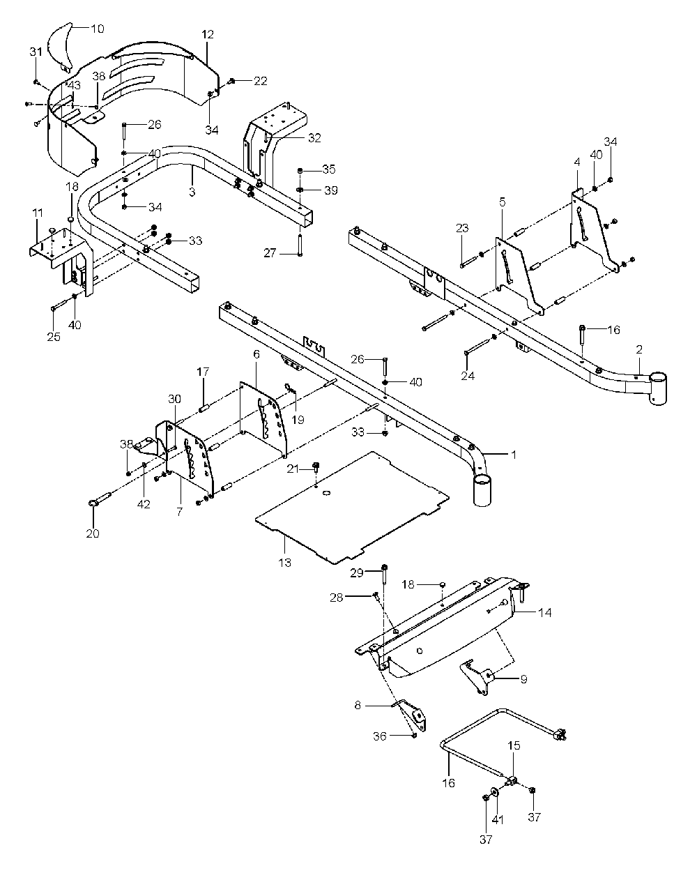 Frame Diagram and Parts List for EZC4824BF (966047501)(2010-05) Husqvarna Lawn Tractor