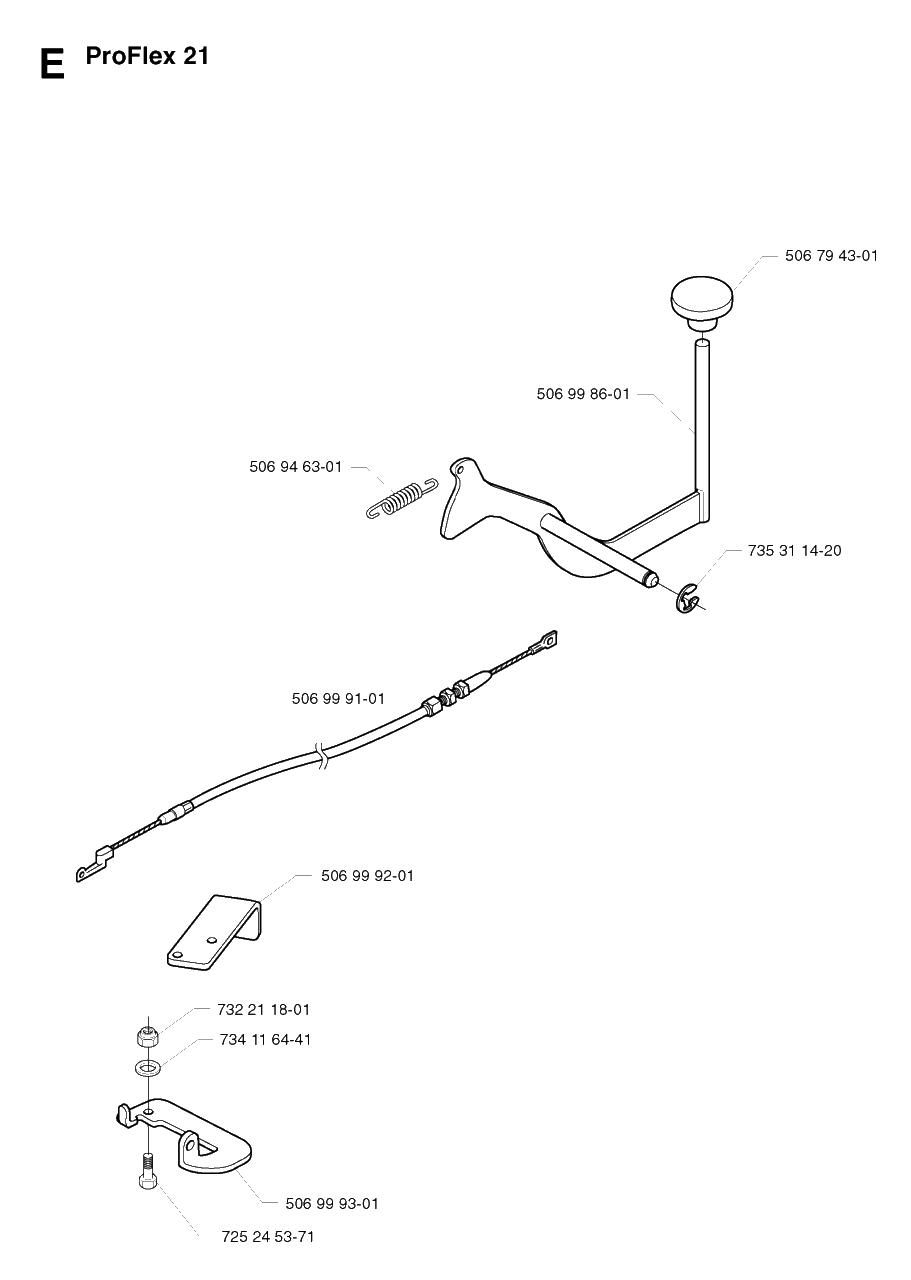 Pedals 2 Diagram and Parts List for PF21 2002-05 Husqvarna Lawn Tractor