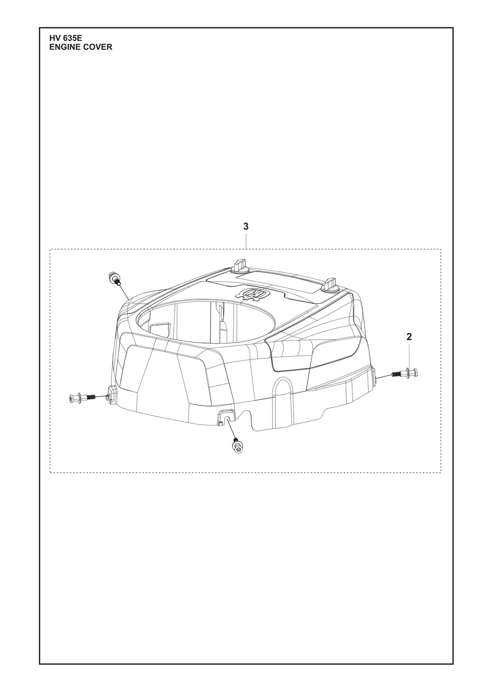 Engine Cover Diagram and Parts List for HV635E  Husqvarna Engine