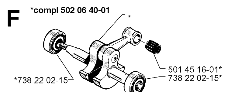 Crankshaft Diagram and Parts List for 250RX 19973100001-Current Husqvarna Brush Cutter