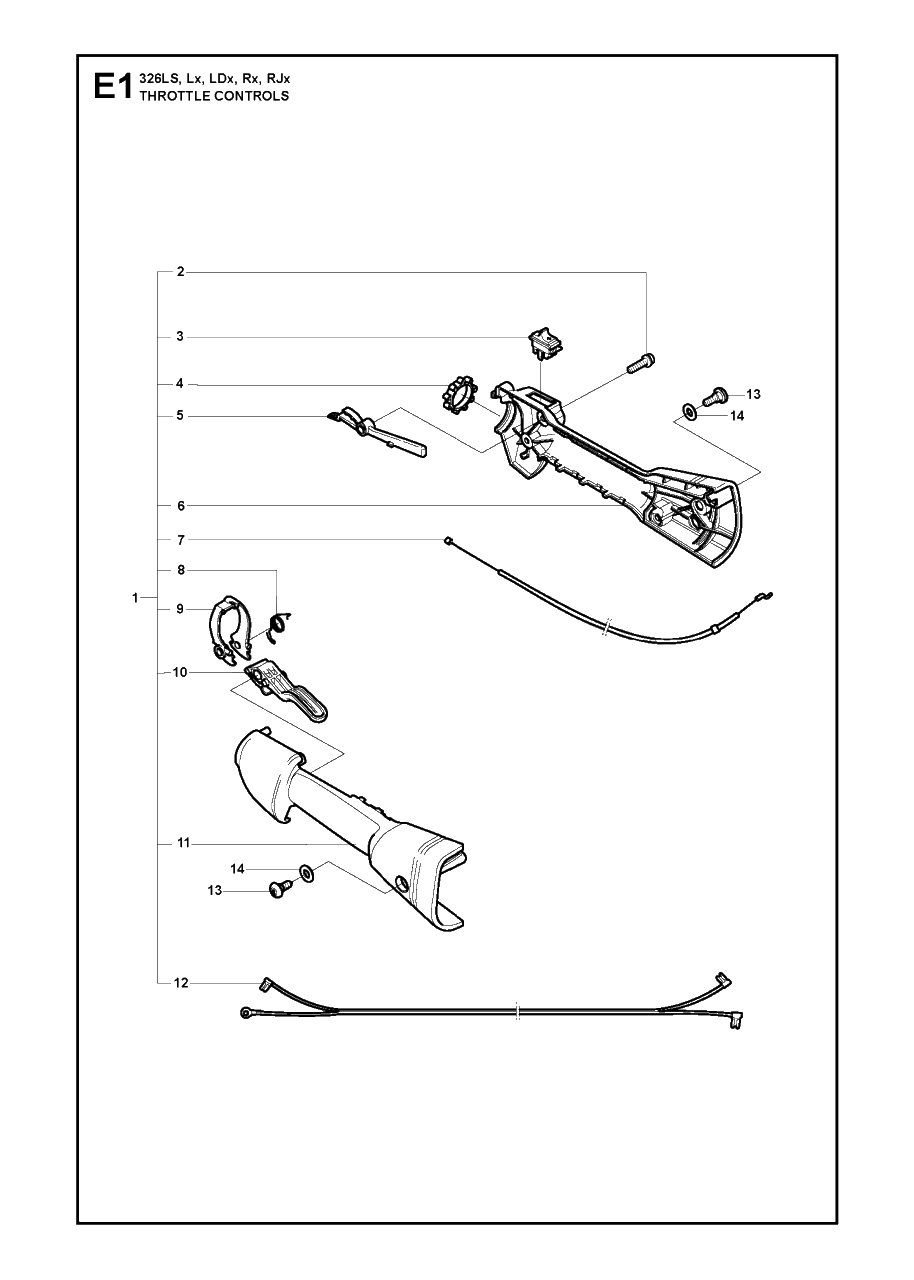 Throttle Controls Diagram and Parts List for 326RX 20091800001 & Above Husqvarna Trimmer