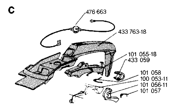 Handle Diagram and Parts List for 35 19900100001-19902200000 Husqvarna Chainsaw