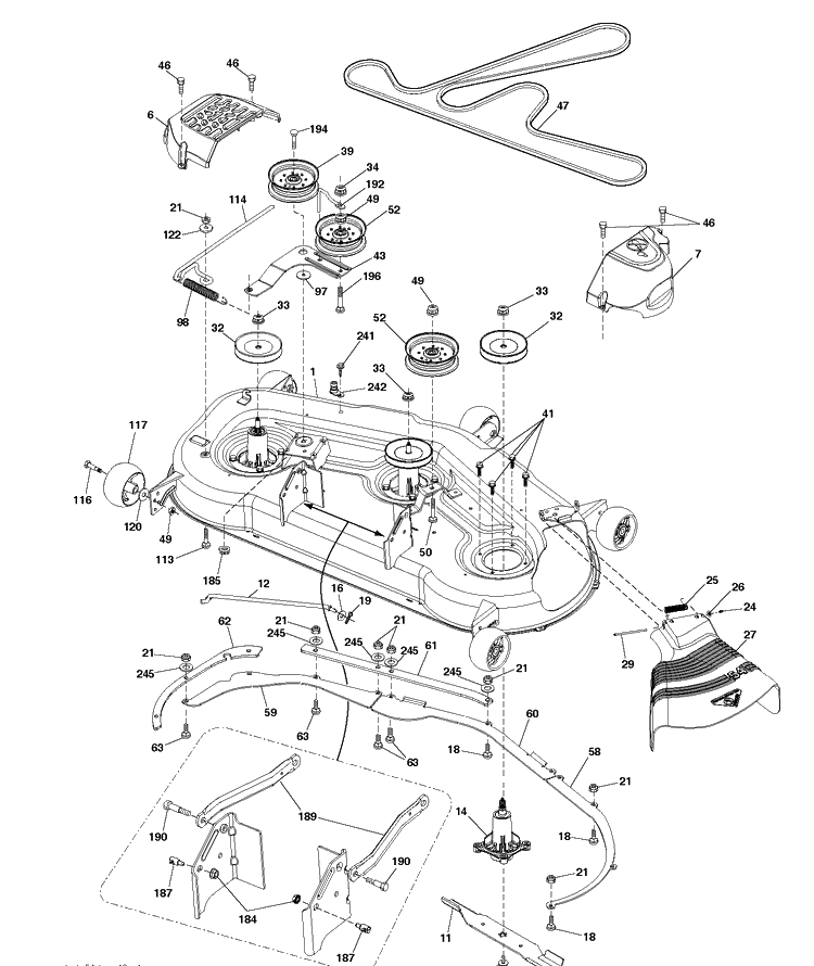 Mower Deck / Cutting Deck Diagram and Parts List for YTH24V54 (96045006400)(2017-06) Husqvarna Lawn Tractor