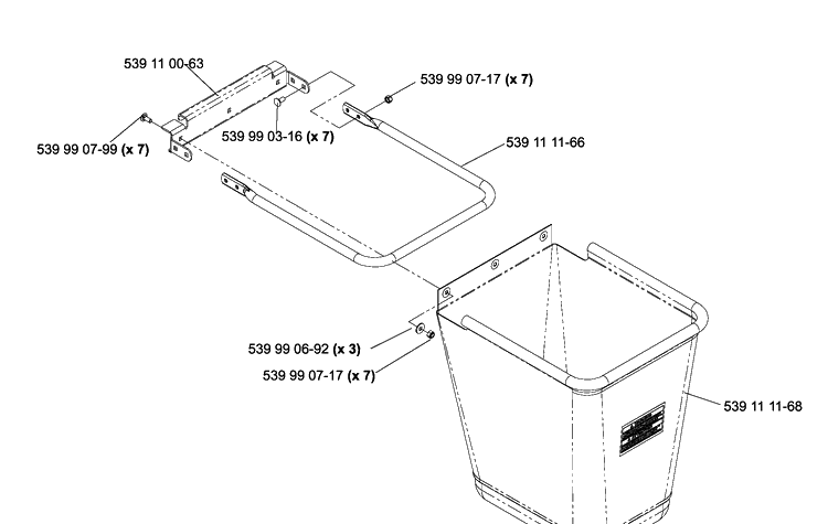 Bag Assembly Diagram and Parts List for HCS1372 (539111750)(2005-03) Husqvarna Lawn Tractor Accessories
