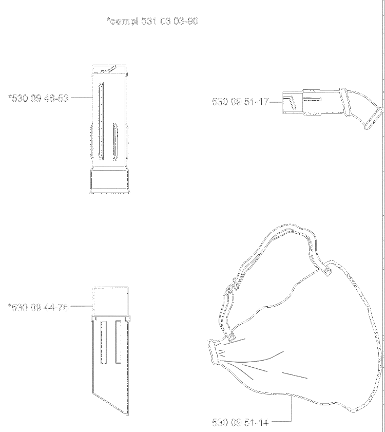 Vacuum Kit Diagram and Parts List for 225BXVACUUMKIT 2001-08 Husqvarna Leaf Blower / Vacuum