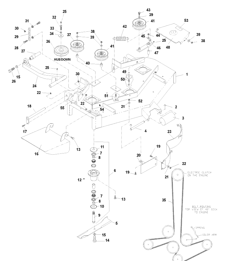 Deck Assembly 42-Inch Diagram and Parts List for IZ4217SKAA (968999229) S/N 033600000 & Up)(2004-09) Husqvarna Lawn Tractor