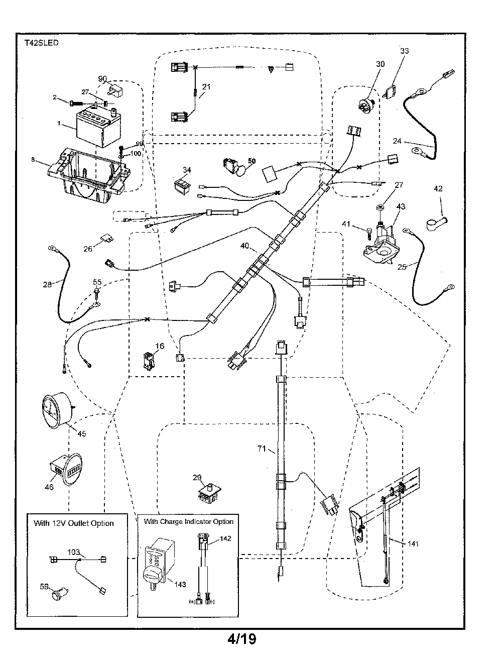 Electrical Diagram and Parts List for TS354X-96043029500  Husqvarna Lawn Tractor