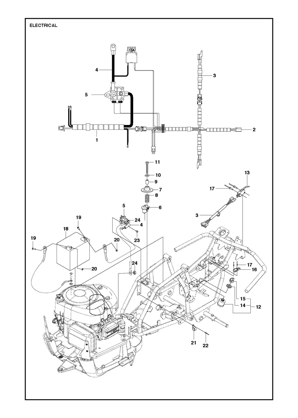 Electrical Diagram and Parts List for R112C52014-2021  Husqvarna Lawn Tractor