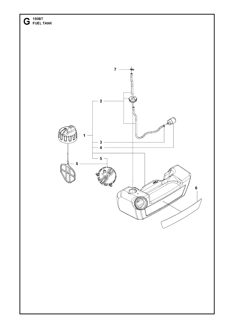 Fuel Tank Diagram and Parts List for 150BT (965877601)(20180500001-Current) Husqvarna Leaf Blower / Vacuum