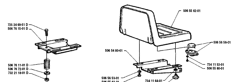 Seat Assembly Diagram and Parts List for RIDER8508 1990-02 Husqvarna Lawn Mower