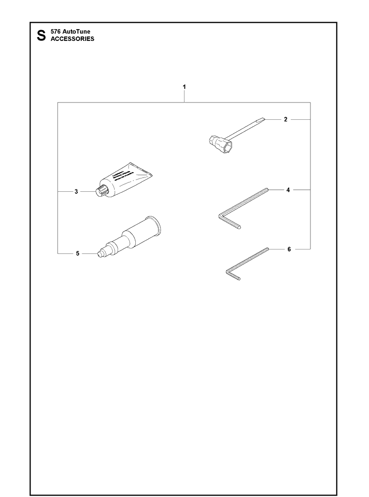 Accessories Diagram and Parts List for 576XP 20130900001-Current Husqvarna Chainsaw