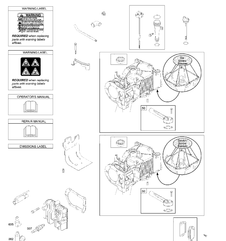 Cylinder Diagram and Parts List for 10T5020188H1 2017-01 Husqvarna Engine