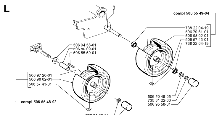 Wheels And Tires Diagram and Parts List for PR14 2000-02 Husqvarna Lawn Mower