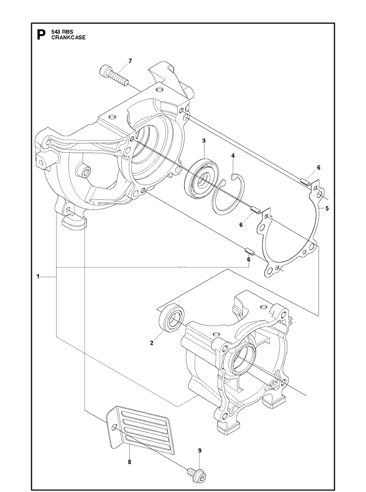 Crankcase Diagram and Parts List for 543RBX 20154400001-Current Husqvarna Brush Cutter