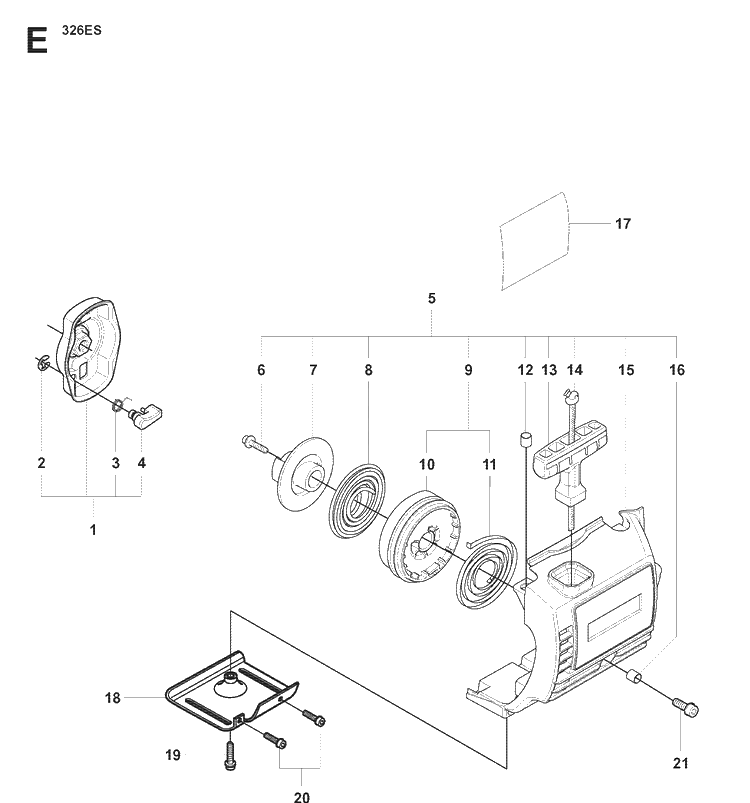 Starter 2 Diagram and Parts List for 326ES  Husqvarna Edger