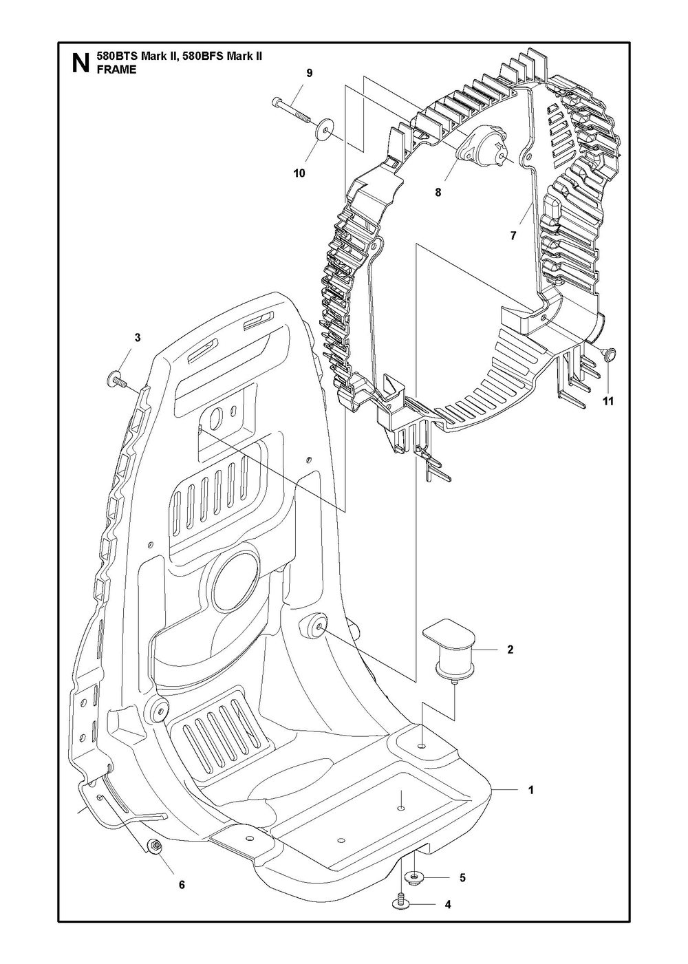 Frame Diagram and Parts List for 580BTSMARKII  Husqvarna Leaf Blower / Vacuum