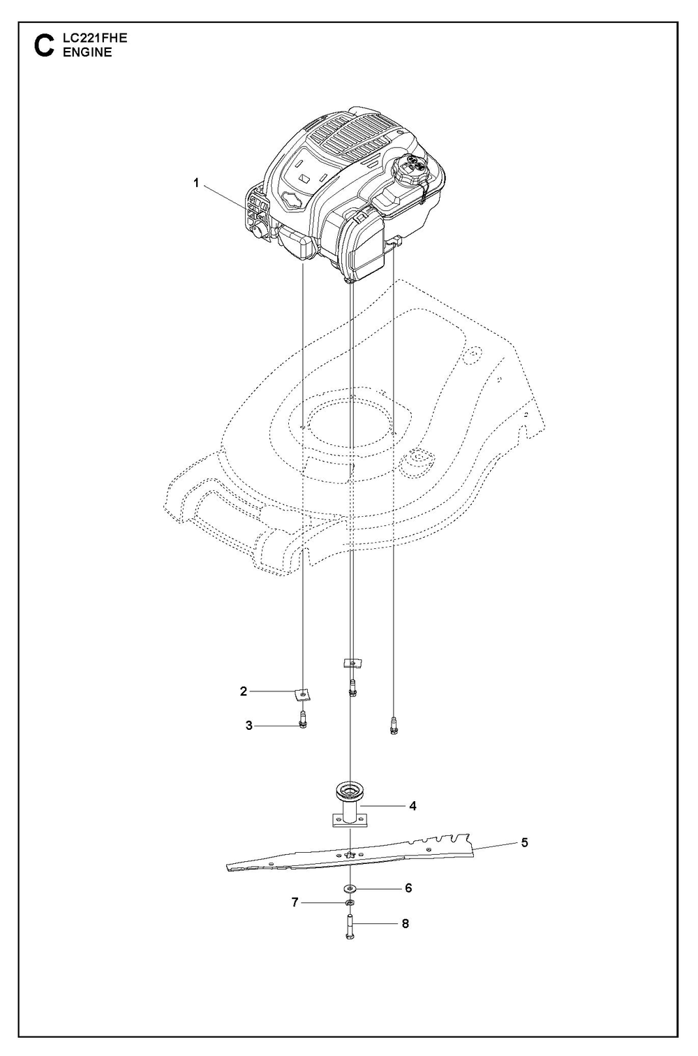 Engine Diagram and Parts List for L221FHE  Husqvarna Lawn Mower