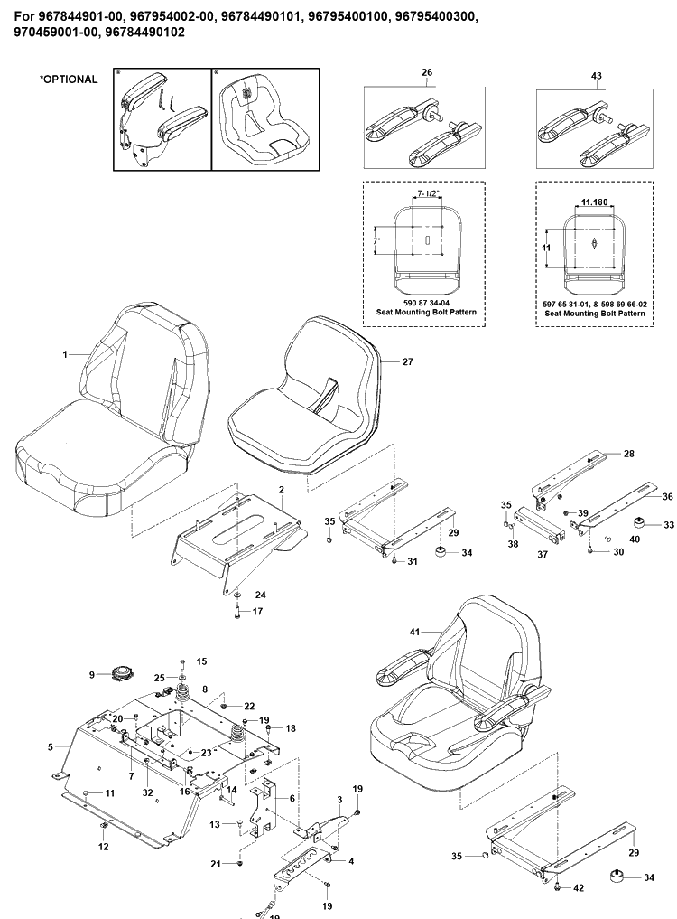 Seat 2 Diagram and Parts List for Z254F  Husqvarna Lawn Mower