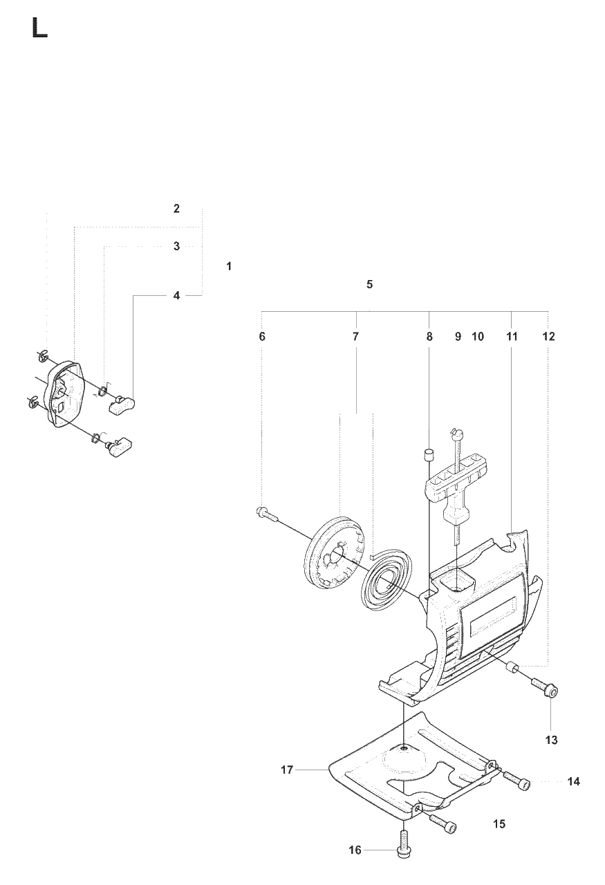 Starter Diagram and Parts List for 327LX 20080900001 - 20090100000 Husqvarna Trimmer