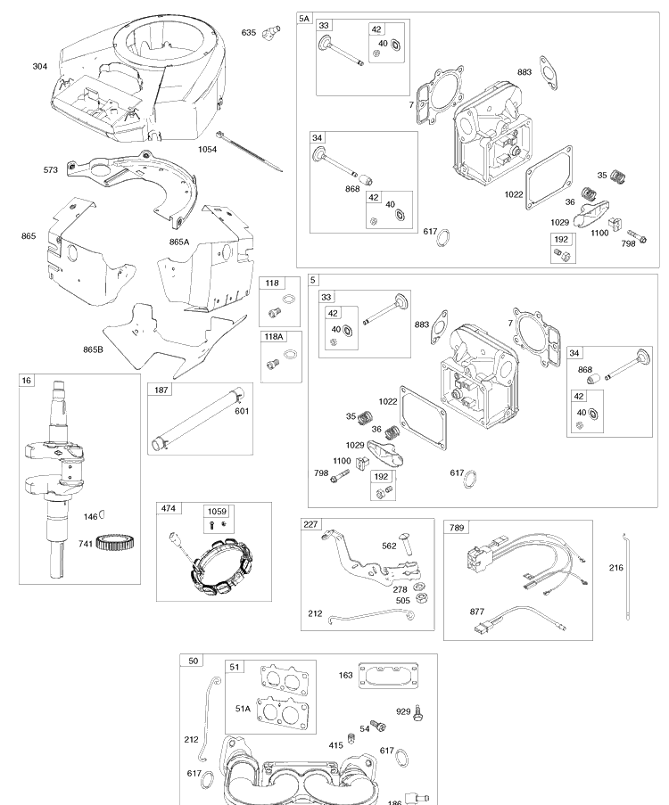 Briggs Engine Image 2 Diagram and Parts List for YTH24V54 (917289640)(2010-04) Husqvarna Lawn Mower