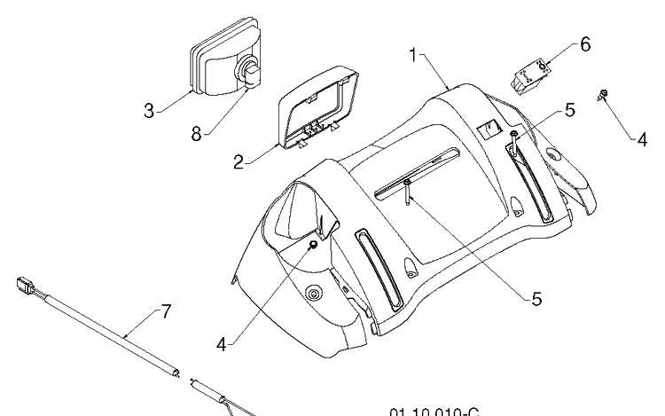 Handle 2 Diagram and Parts List for 11524E (96193007400)(2011-06) Husqvarna Snow Blower