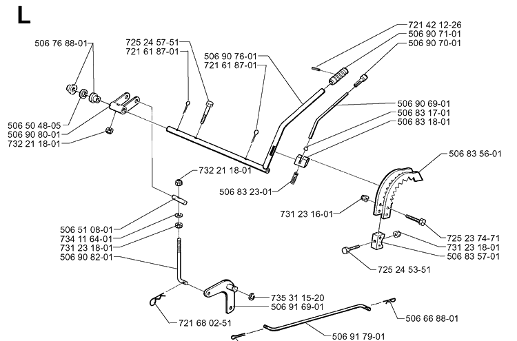 Controls 3 Diagram and Parts List for RIDER970 1997-03 Husqvarna Lawn Mower