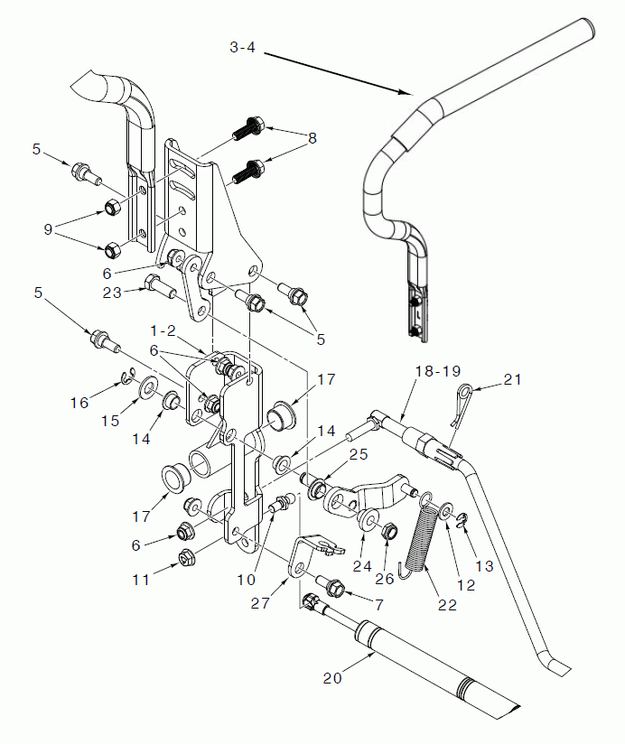 Steering - Controls and Damper Diagram and Parts List for Z460XS (970497202-00)(2020-10) Husqvarna Lawn Tractor