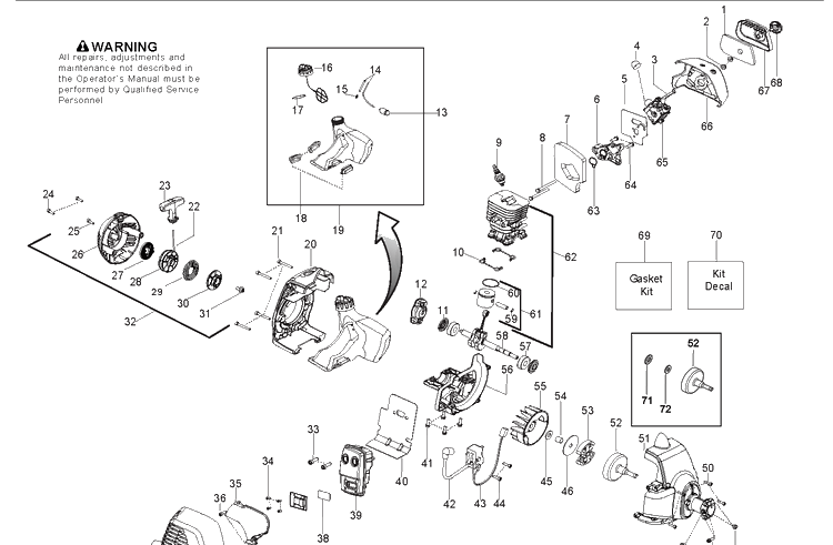Engine Diagram and Parts List for 128LDX 952711948 Husqvarna Edger