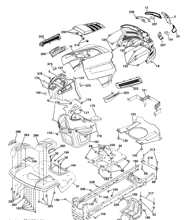 Chassis And Enclosures Diagram and Parts List for YTH1942 (96048010200)(2021-7) Husqvarna Lawn Tractor