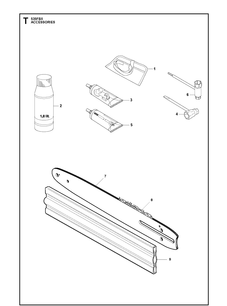 Accessories Diagram and Parts List for 535FBX  Husqvarna Brush Cutter